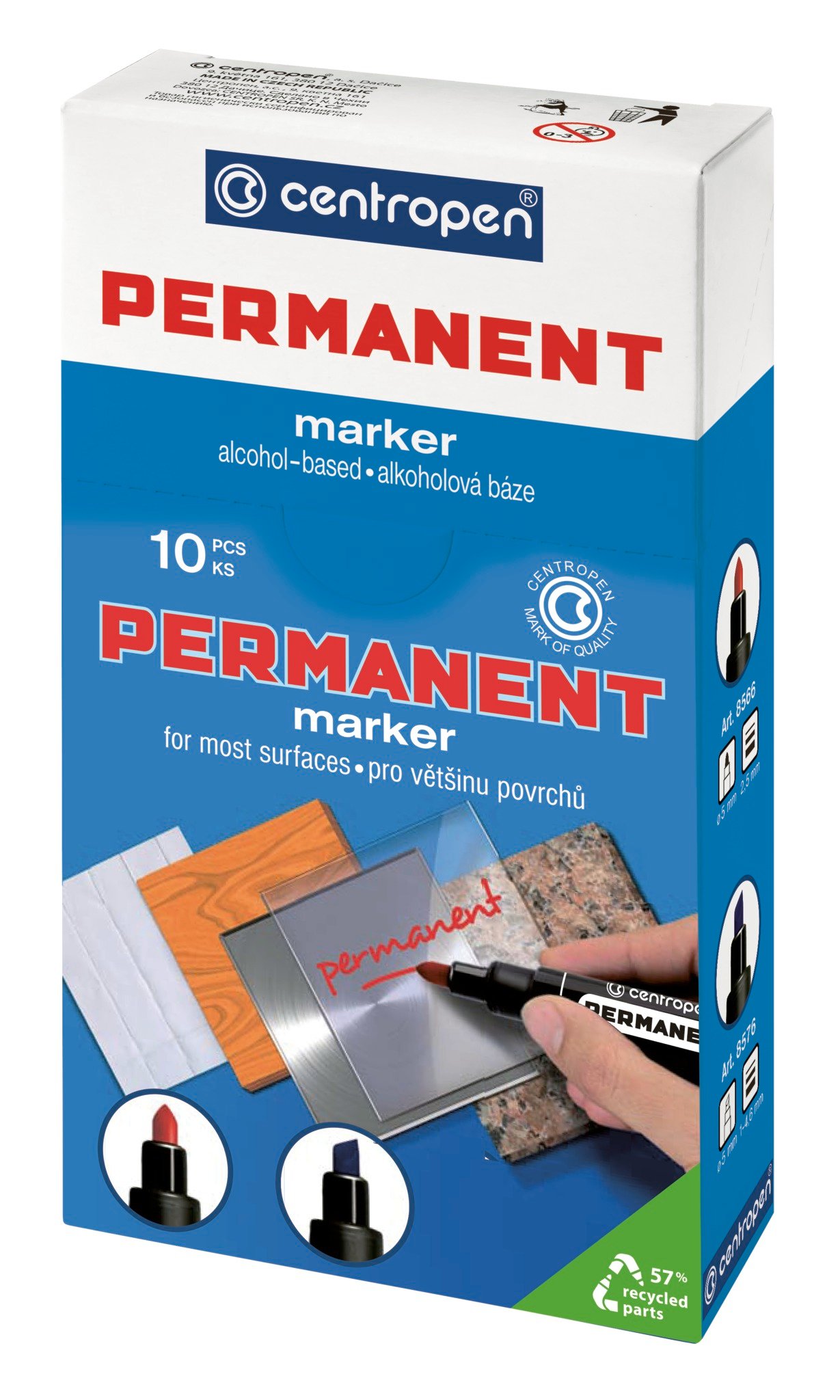 Маркер перманентный Centropen Permanent конусообразный 2.5 мм оранжевый (8566/06/1/P) - фото 2