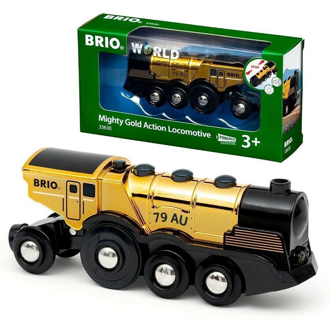 Могучий золотой локомотив для железной дороги Brio на батарейках (33630) - фото 4