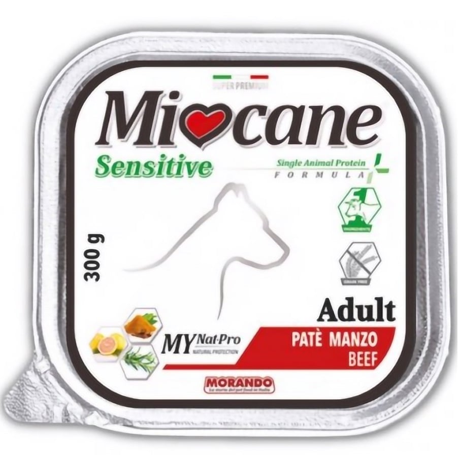 Беззернові монопротеїнові консерви для собак Morando MioCane Sensitive Monoprotein Adult, яловичина, 300 г - фото 1
