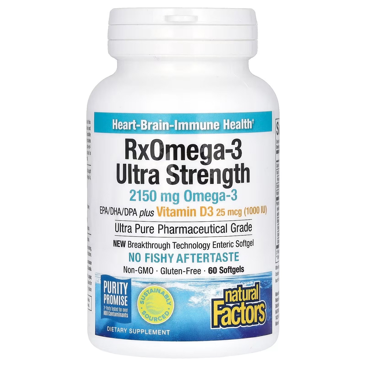 Омега-3 ультра Natural Factors RxOmega-3 Ultra Strength with Vitamin D3, 2150 мг 60 гелевих капсул - фото 1