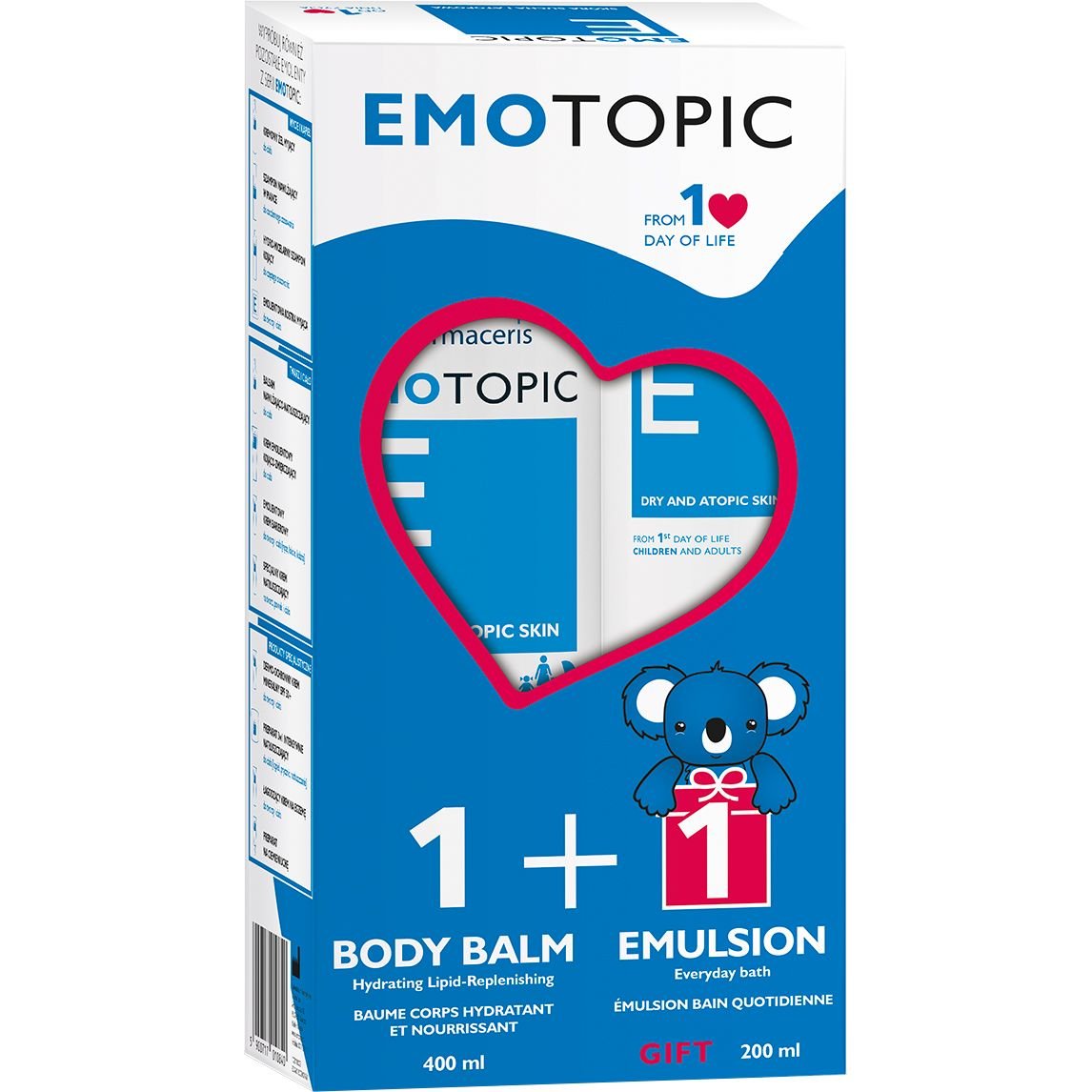 Набір Pharmaceris E-Emotopic: Зволожуючий бальзам для сухої і схильної до атопічного дерматиту шкіри, 400 мл + Емульсія для купання, 200 мл - фото 1