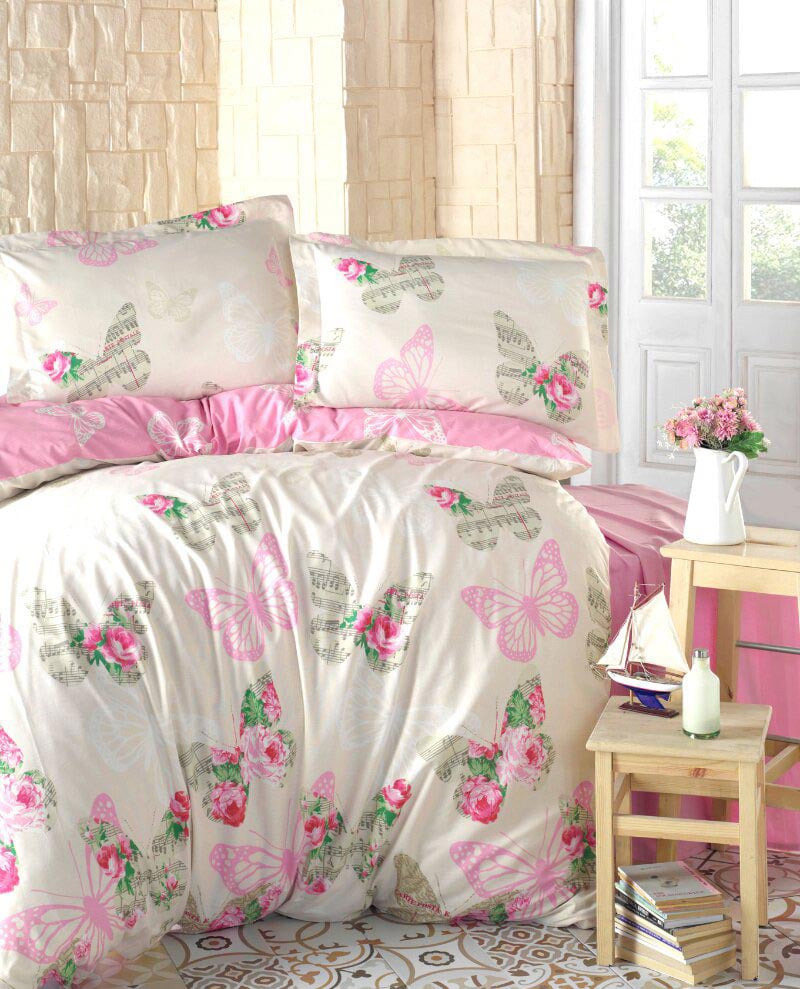 Комплект постельного белья Storway Leonela V1, ранфорс, евро (220х200), розовый (2000008480697) - фото 1