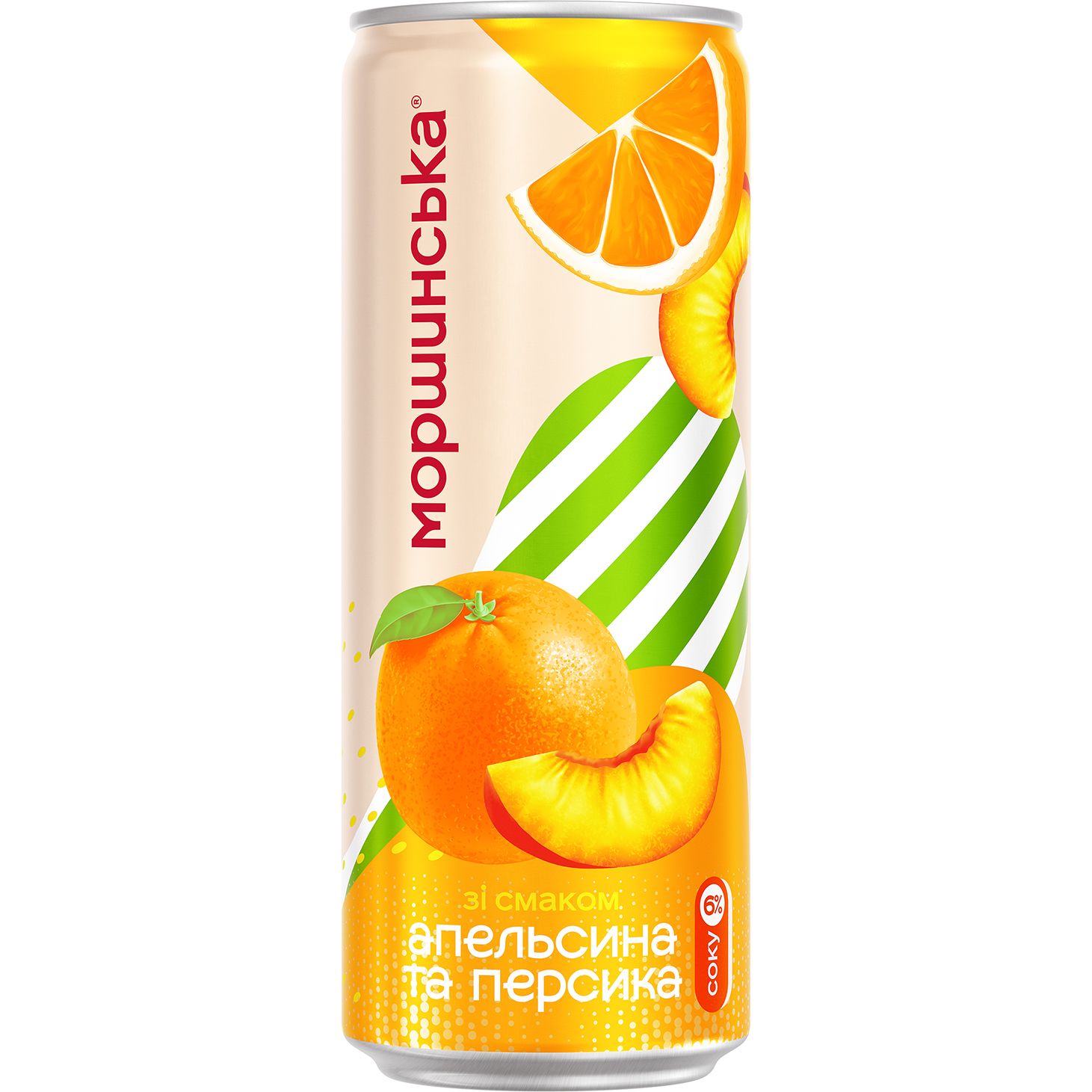 Напій Моршинська Лимонада Апельсин-Персик середньогазований 0.33 л - фото 1