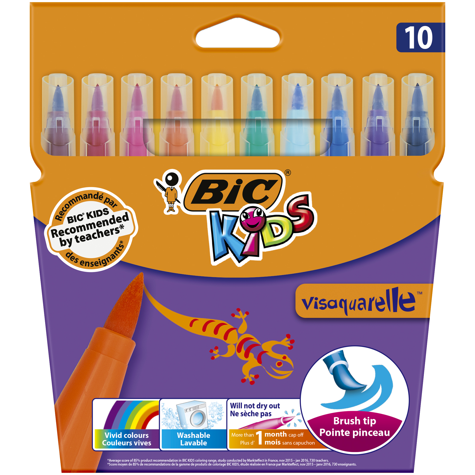 Фломастеры BIC Kids Visaquarelle, 10 цветов (8289641) - фото 1