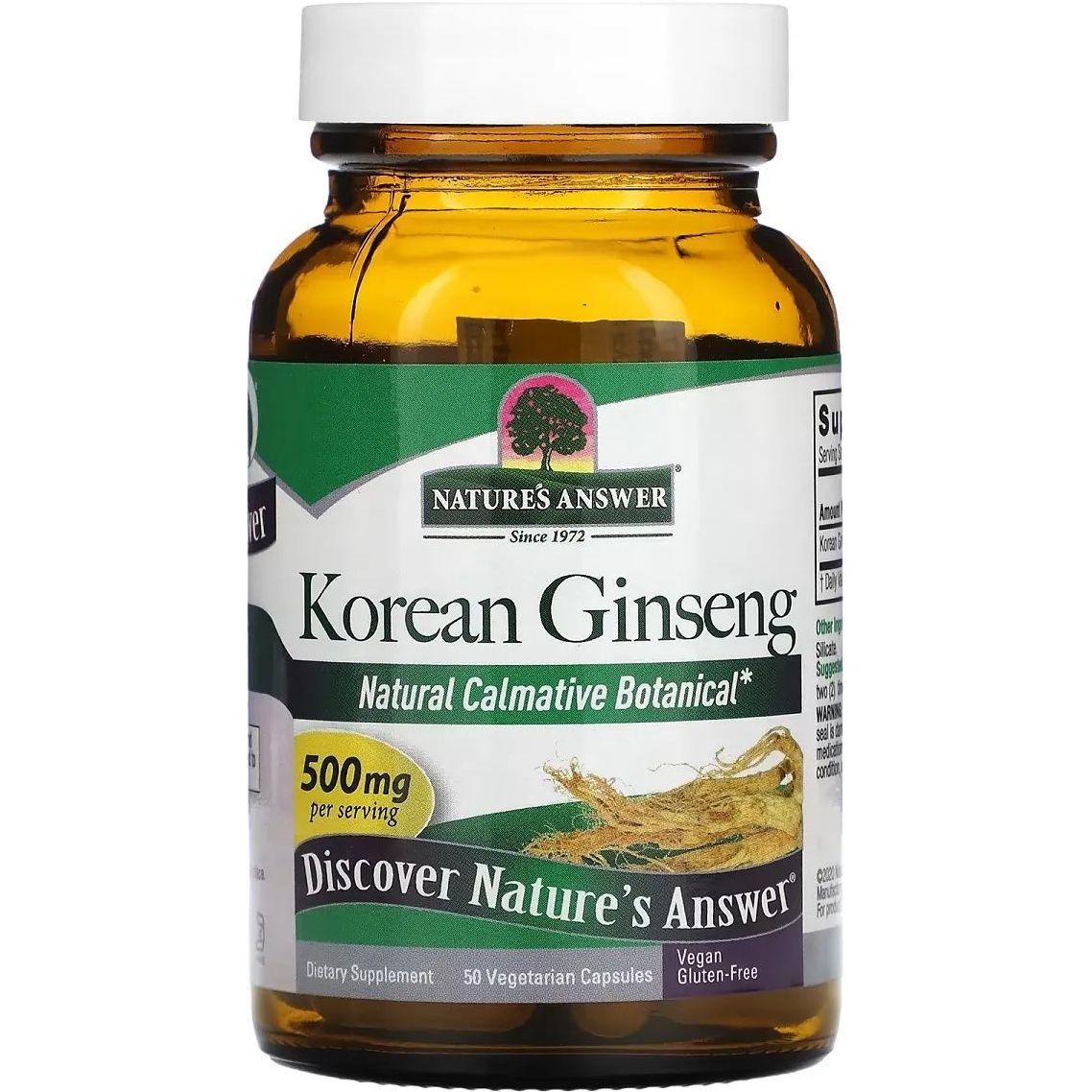 Корейський женьшень Nature's Answer Korean Ginseng 500 мг 50 вегетаріанських капсул - фото 1