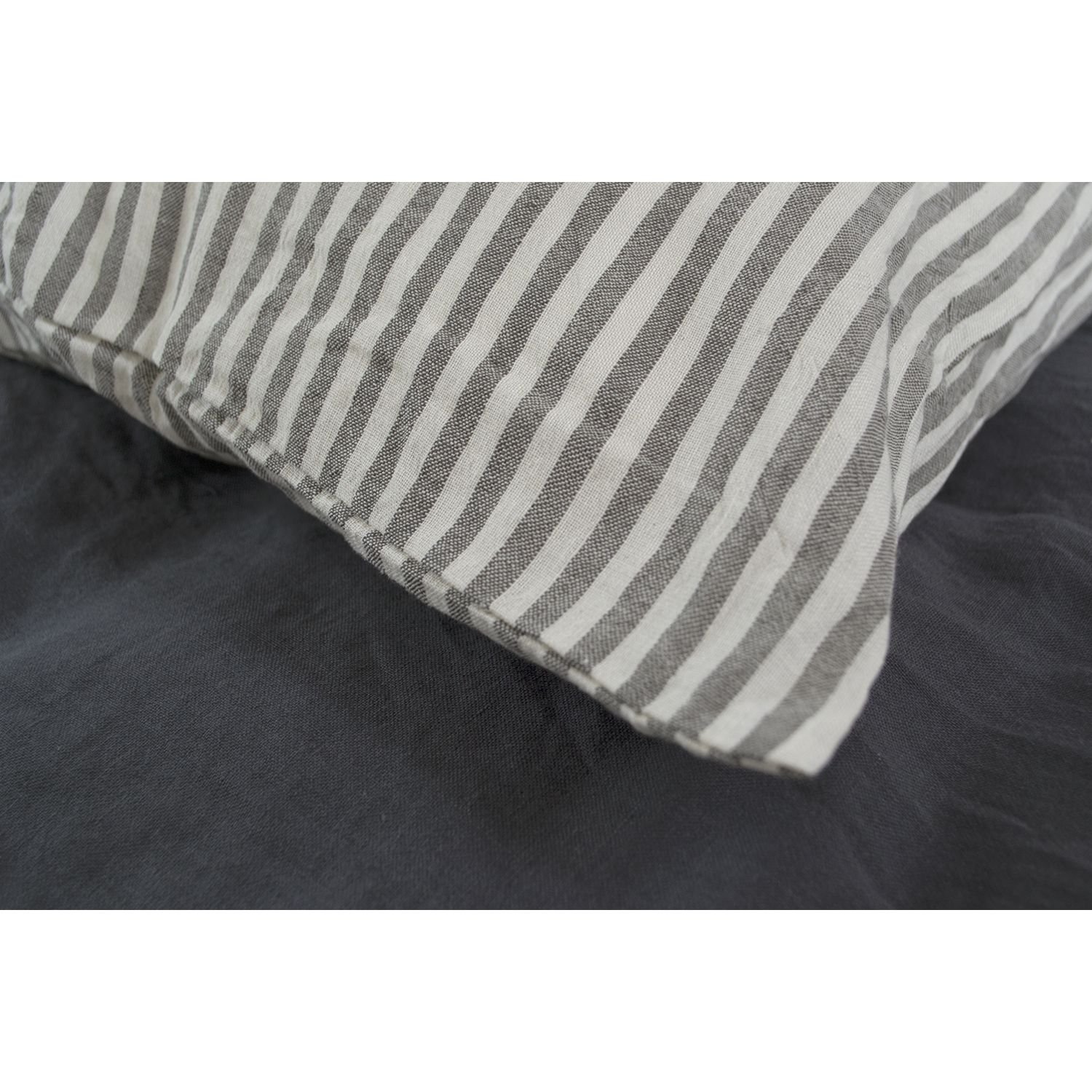 Комплект постельного белья Lotus Home Karlin stripe linen евро антрацит (svt-2000022333528) - фото 4