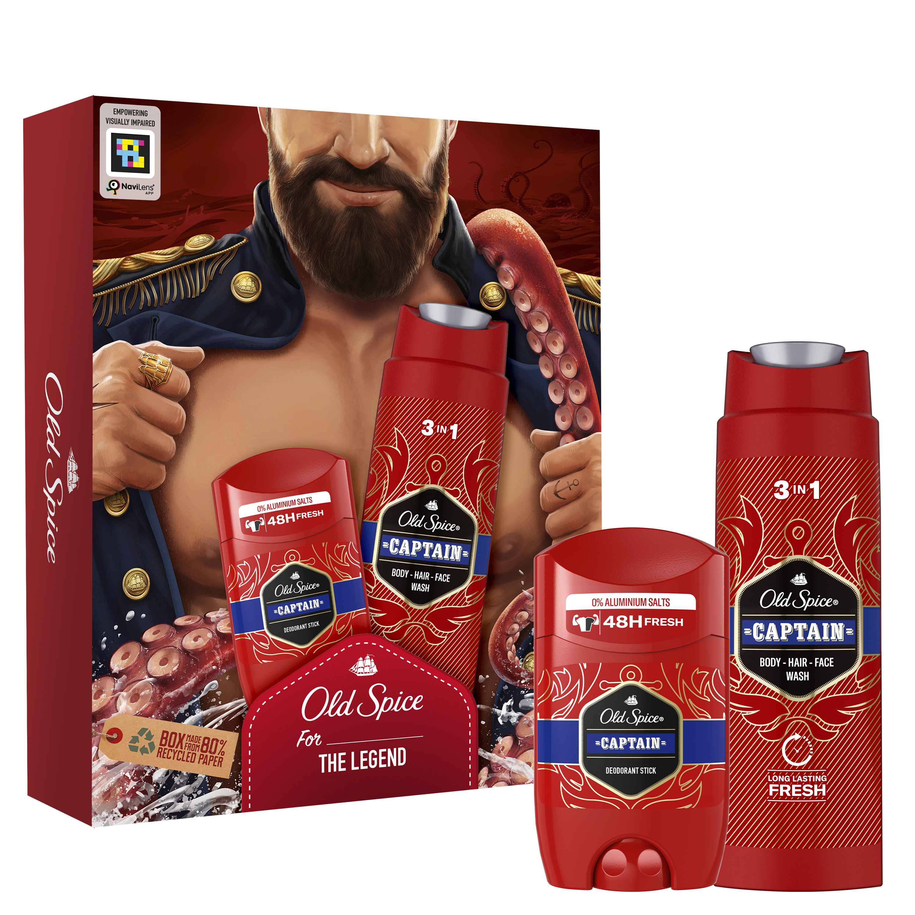 Подарунковий набір для чоловіків Old Spice Dark Captain: твердий дезодорант 50 мл + гель для душу 3 в 1 250 мл - фото 1