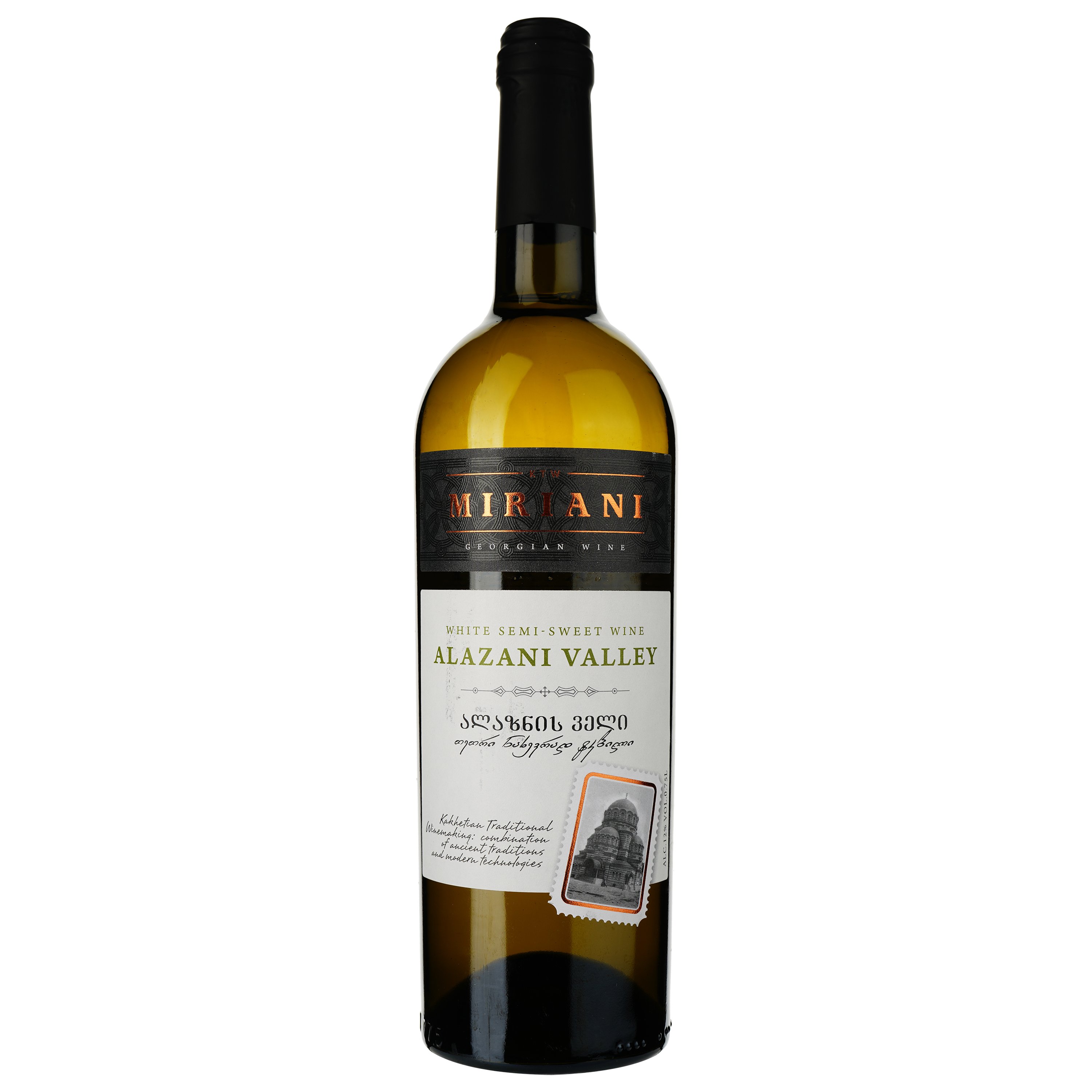 Вино Miriani Алазанская Долина, белое, полусладкое, 0,75 л - фото 1