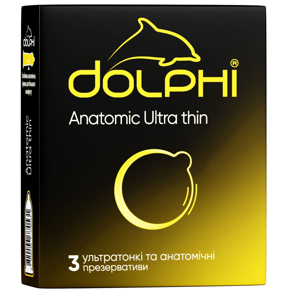 Презервативи Dolphi Анатомічні надтонкі, 3 шт. (DOLPHI/Анатом/надтон/3) - фото 1
