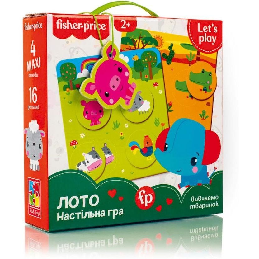 Гра настільна Fisher Price. Лото. Вивчаємо тварин Vladi Toys VT2910-01, 4 гральні поля - фото 1