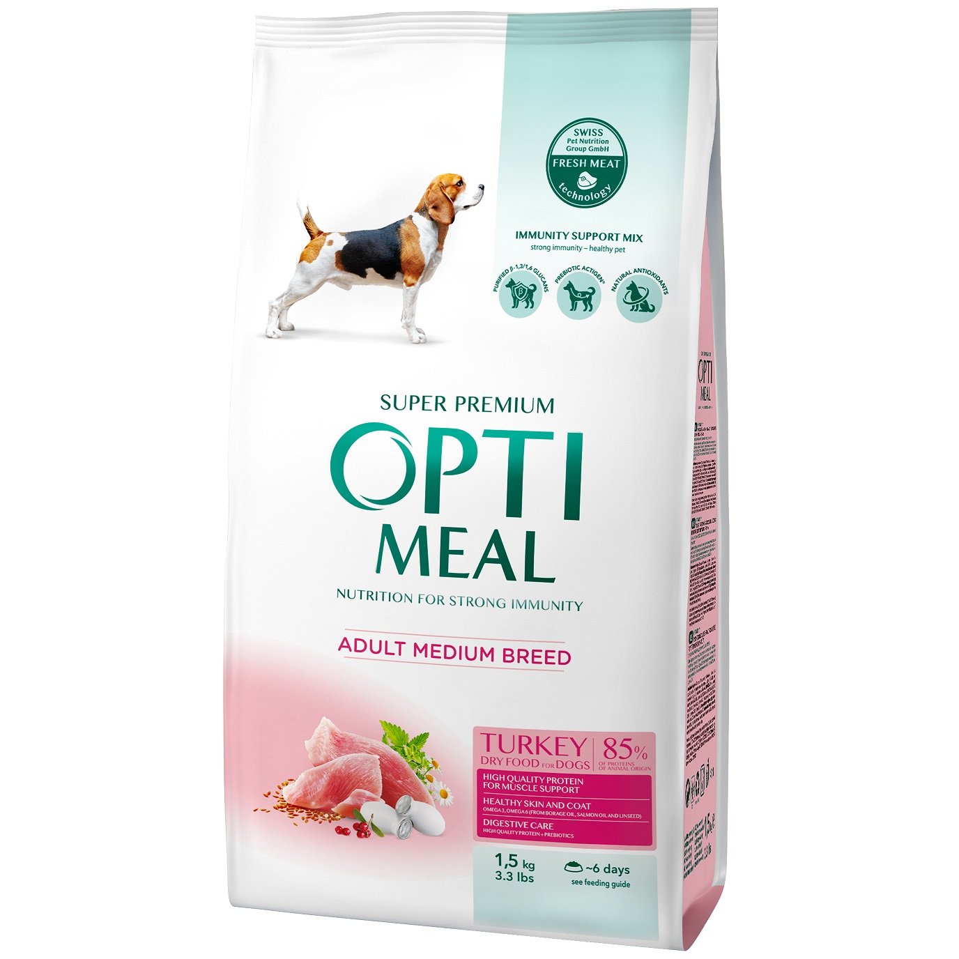 Сухой корм для взрослых собак средних пород Optimeal, индейка, 1,5 кг (B1720501) - фото 1