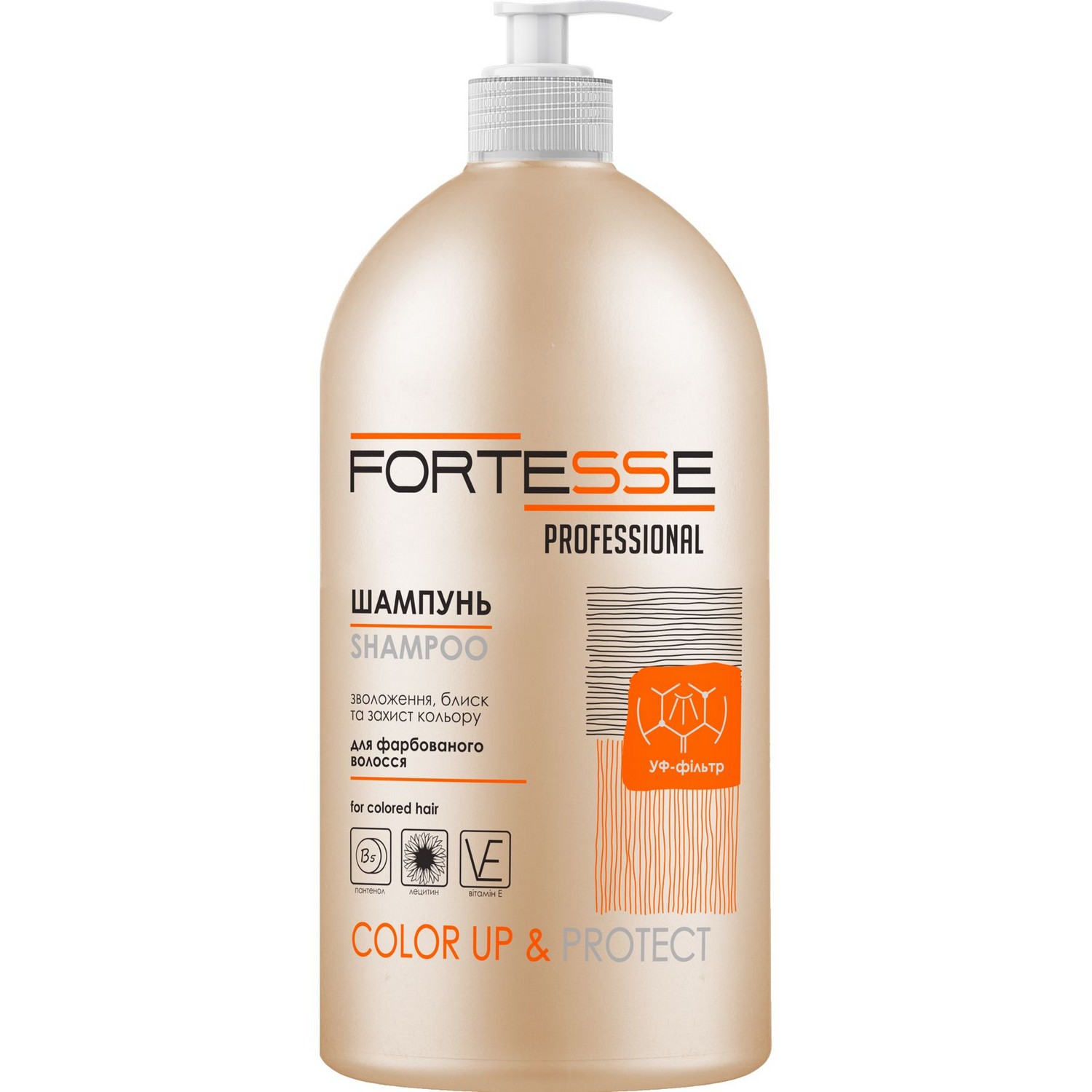 Шампунь Fortesse Professional Color Up & Protect Стійкість кольору, для фарбованого волосся, з дозатором,1000 мл - фото 1