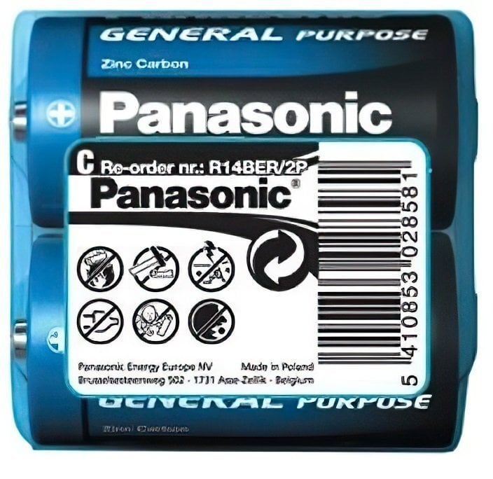 Сольові батарейки Panasonic 1,5 V D R20 General Purpose, 2 шт. (R20BЕR/2PR) - фото 1