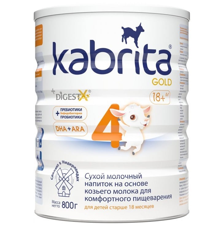 Адаптированная сухая молочная смесь на козьем молоке Kabrita 4 Gold, 800 г - фото 1