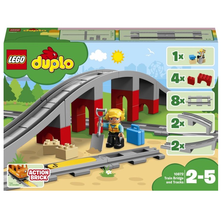 Конструктор LEGO DUPLO Town Железнодорожный мост и рельсы, 26 деталей (10872) - фото 1