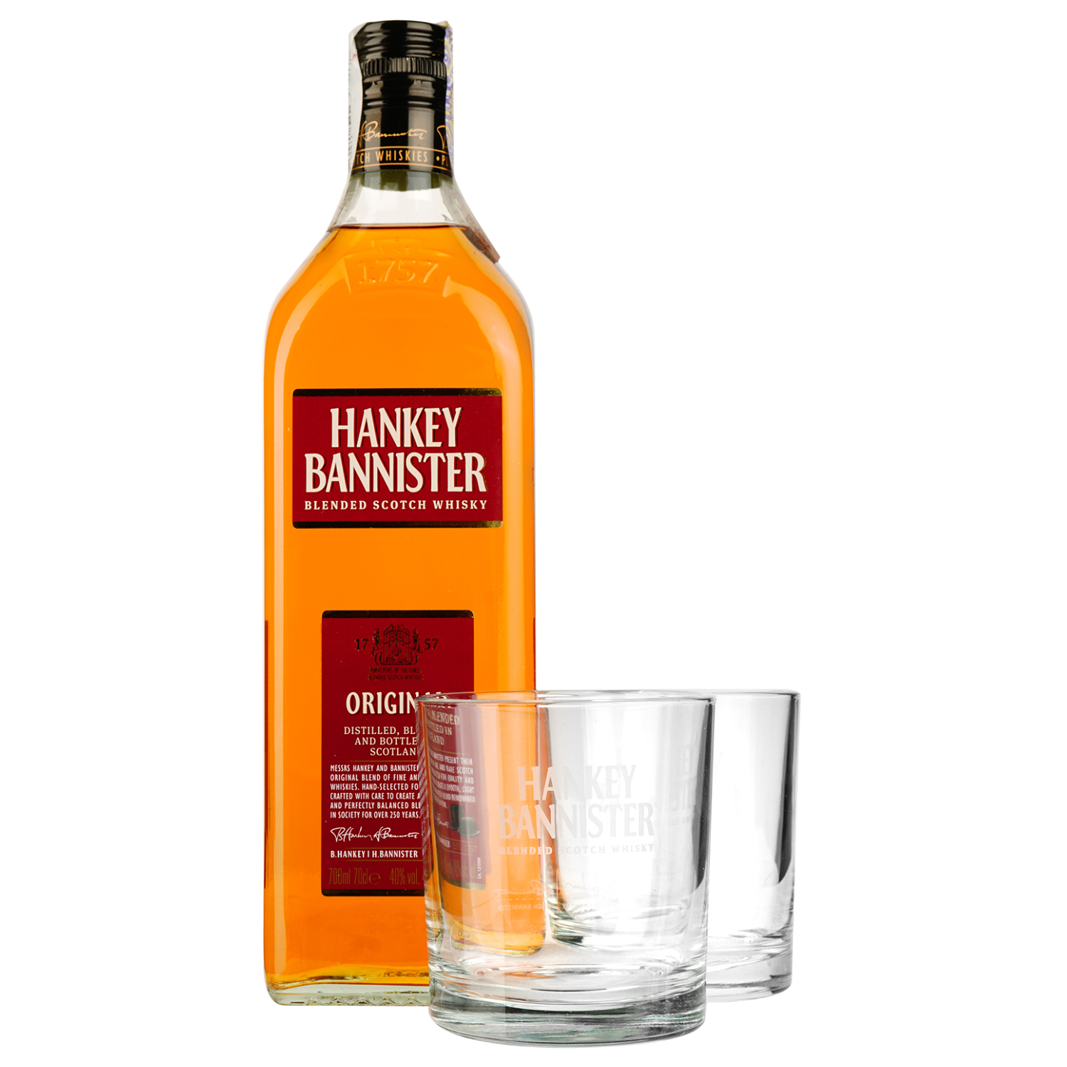 Набір шотландського Віскі Hankey Bannister Original, 40%, 0,7 л + 2 склянки - фото 5