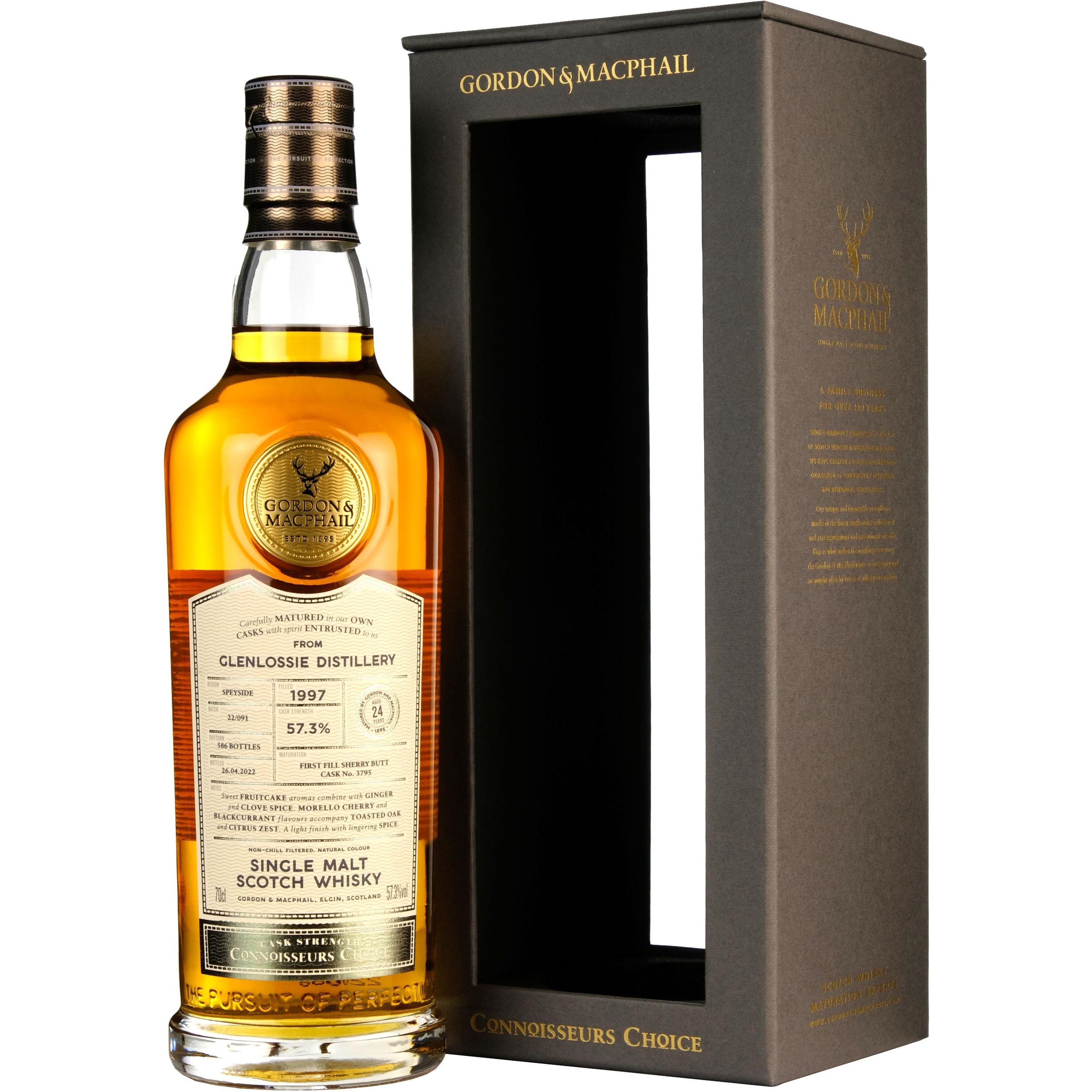 Виски Gordon & MacPhail Connoisseurs Choice Glenlossie 1997 Single Malt Scotch Whisky 57.3% 0.7 л в подарочной упаковке - фото 1