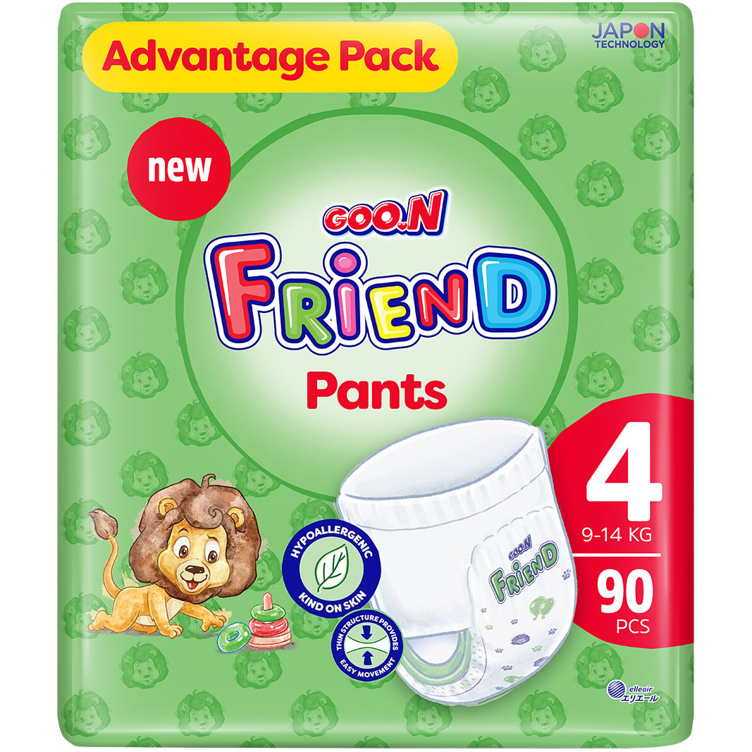 Підгузки-трусики Goo.N Friend Pants унісекс розмір 4 (9-14 кг) 90 шт. - фото 1