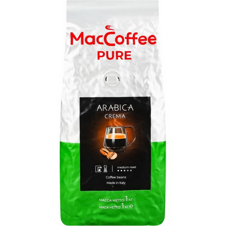 Кава зернова MacCoffee Arabica Crema Pure, натуральна, смажена, 1 кг (882592) - фото 1