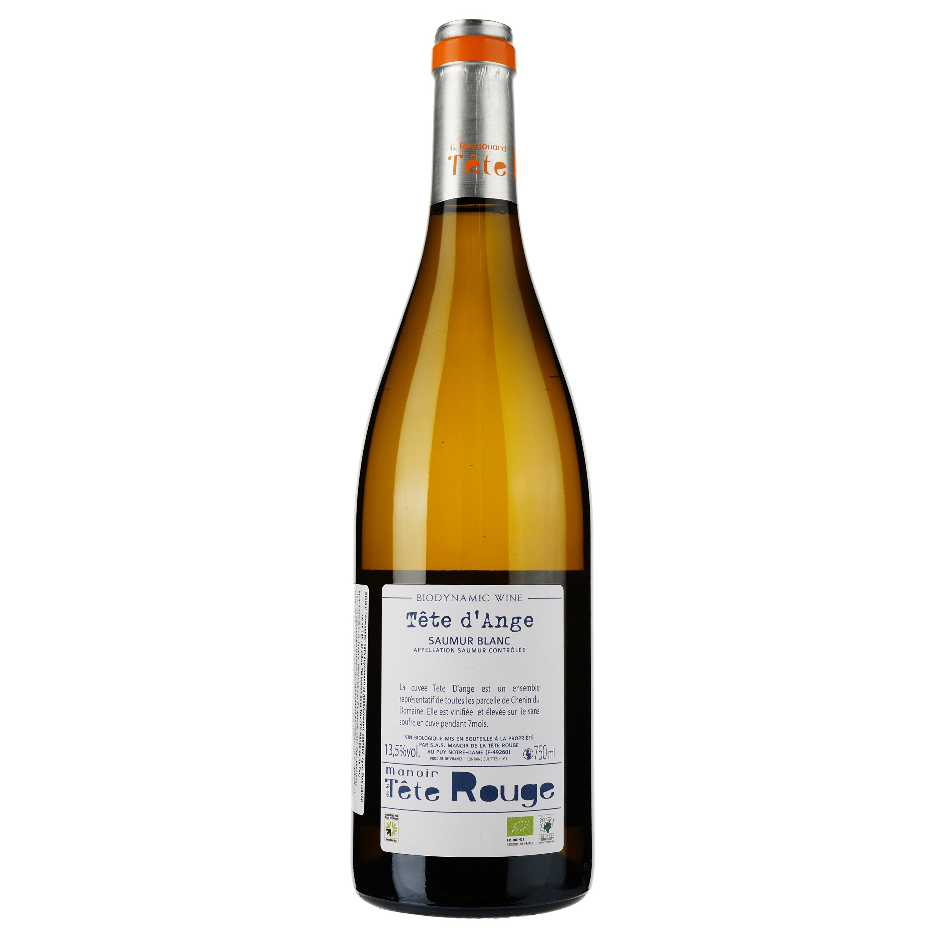 Вино Manoir de la Tete Rouge Tete d'Ange AOP Saumur 2021 белое сухое 0.75 л - фото 2