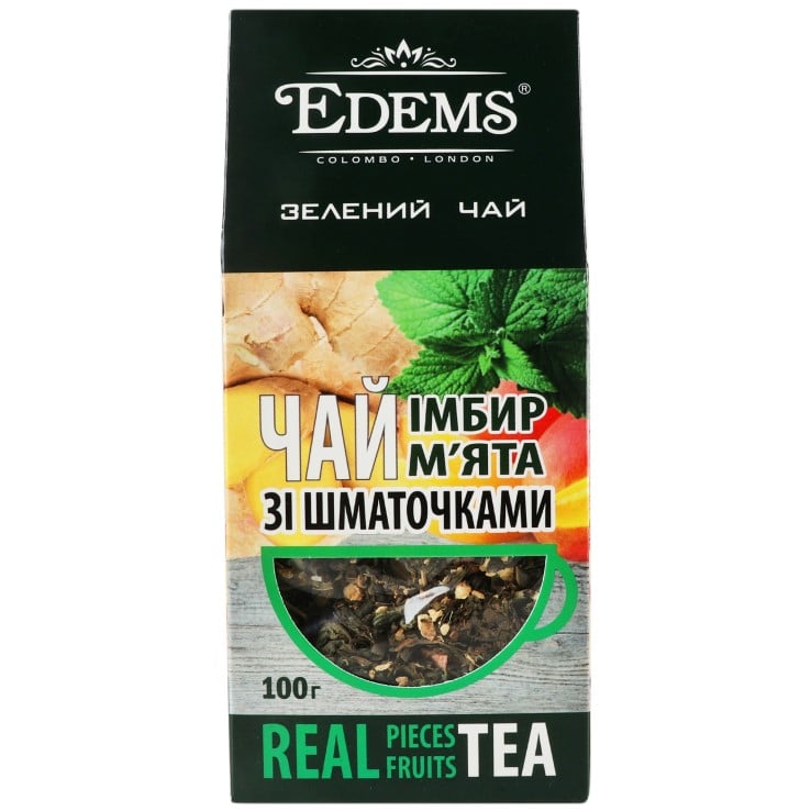 Чай зелений Edems Імбир та м'ята, 100 г (910244) - фото 2