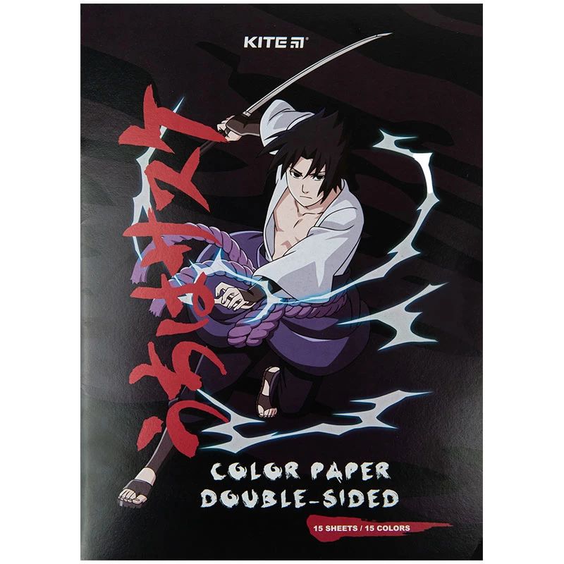 Папір кольоровий двосторонній Kite Naruto А4 15 аркушів 15 кольорів (NR23-250) - фото 1