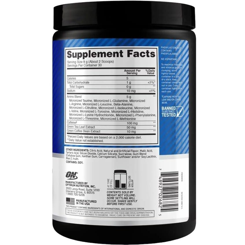 Амінокислотний комплекс Optimum Nutrition Essential Amino Energy Blue Raspberry 270 г - фото 3