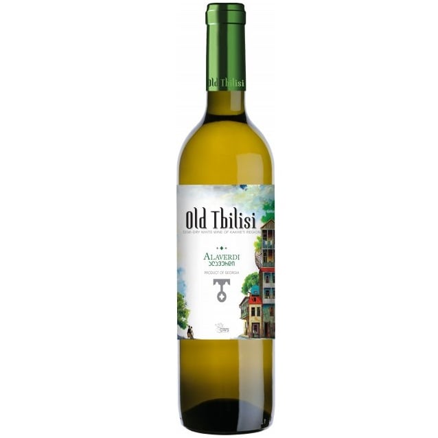 Вино Old Tbilisi Алаверди, біле, напівсухе, 12%, 0,75 л - фото 1