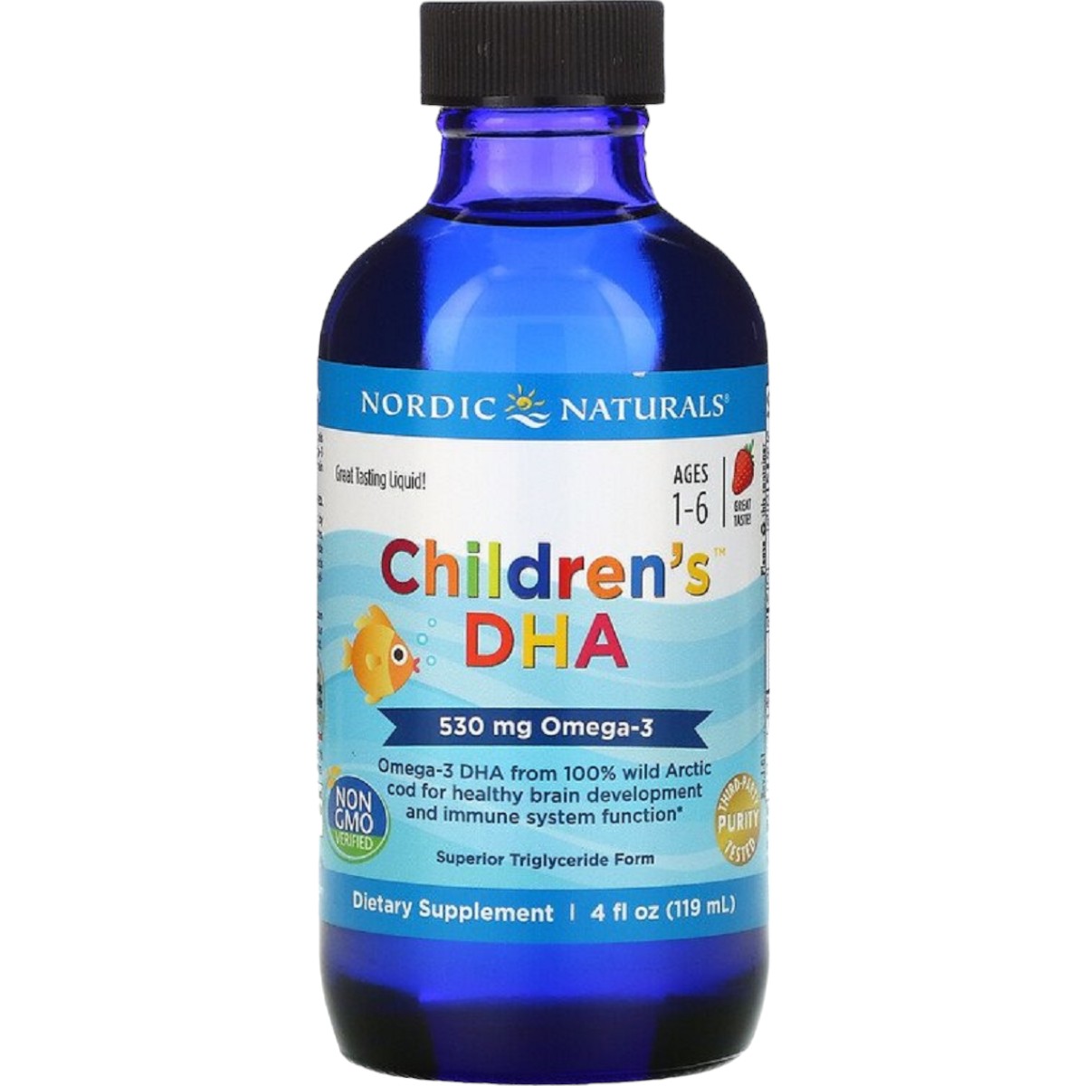 Рыбий жир для детей Nordic Naturals Children&#39;s DHA со вкусом клубники 535 мг 199 мл - фото 1