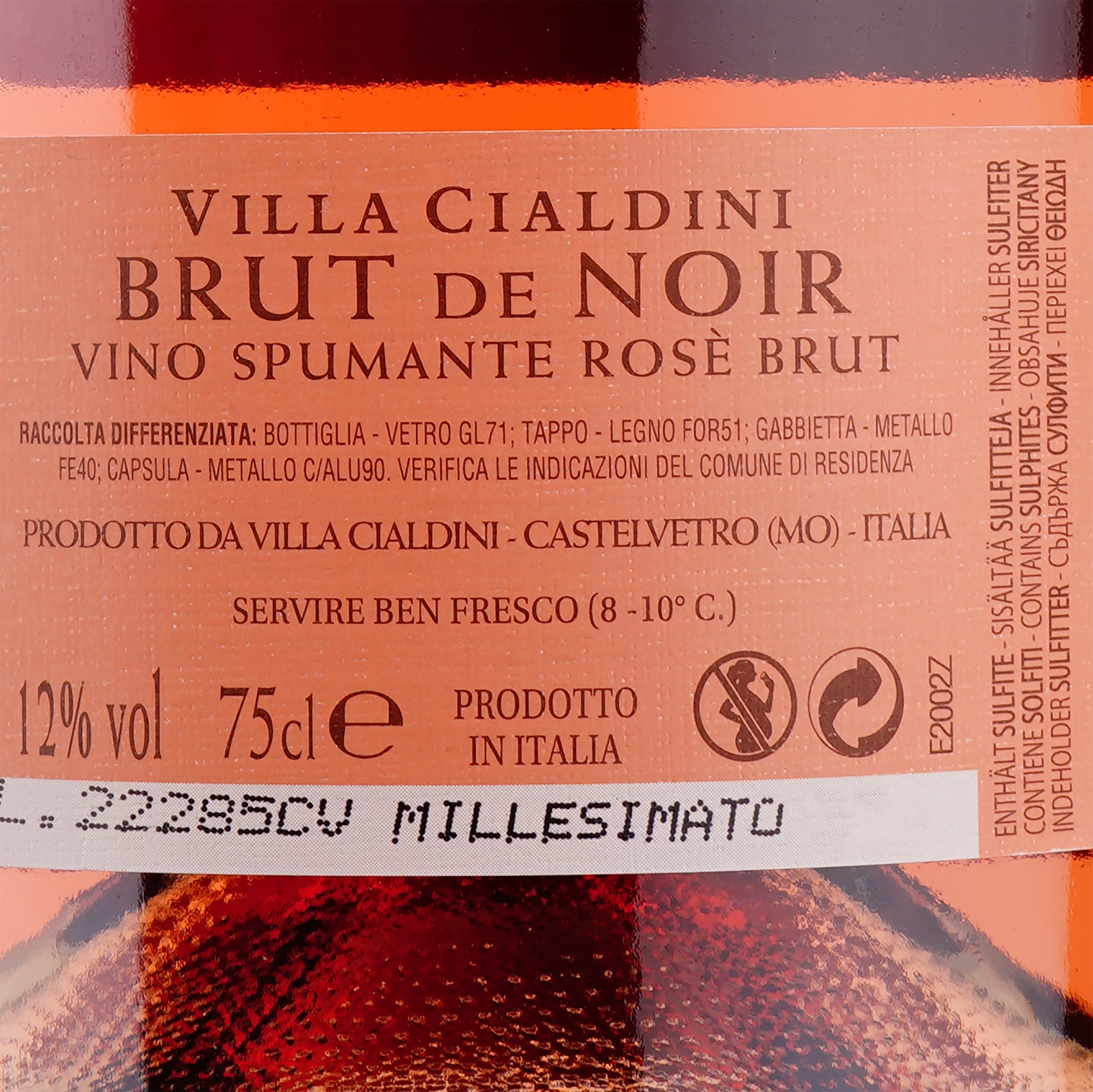 Игристое вино Villa Cialdini Rose Brut Spumante, розовое, брют, 0,75 л - фото 3