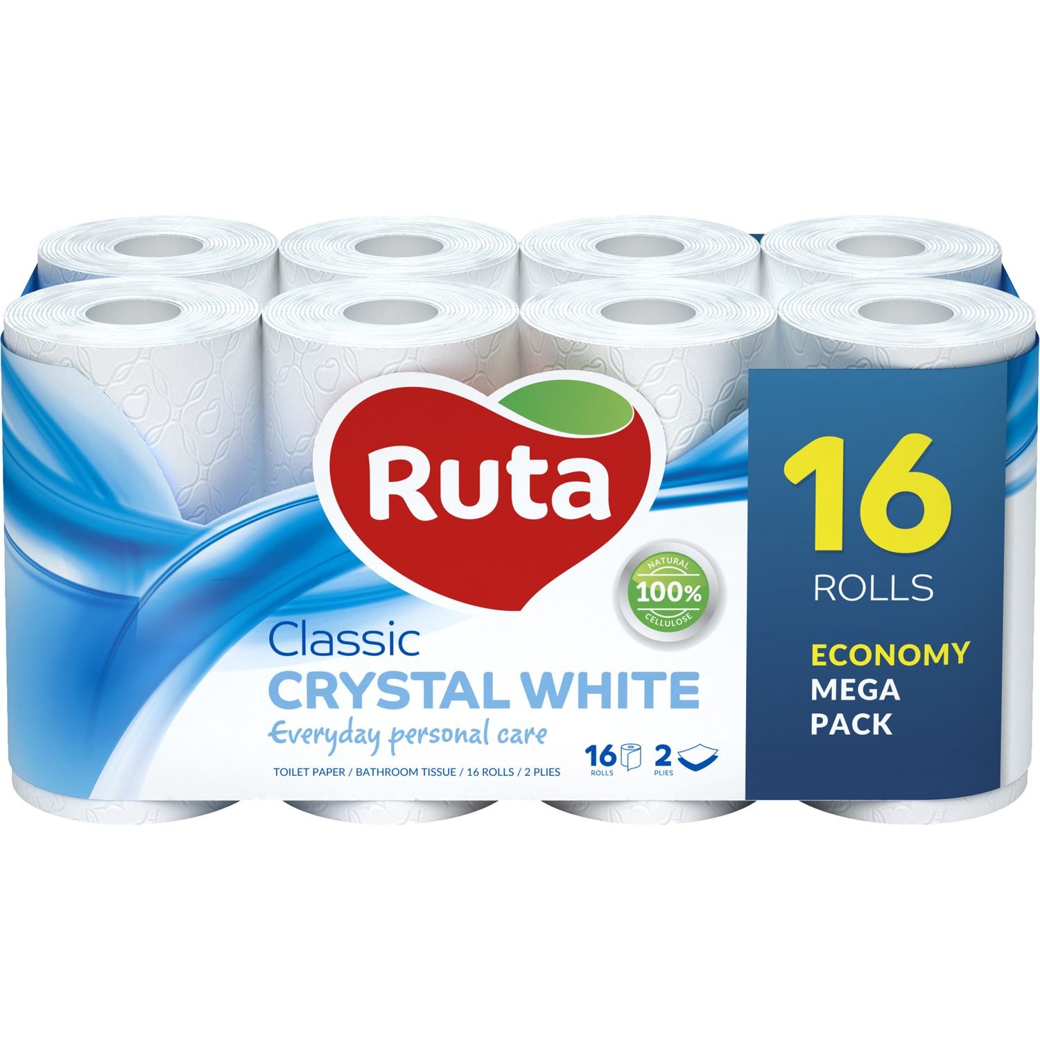 Туалетний папір Ruta Classic, двошаровий, 16 рулонів, білий - фото 1