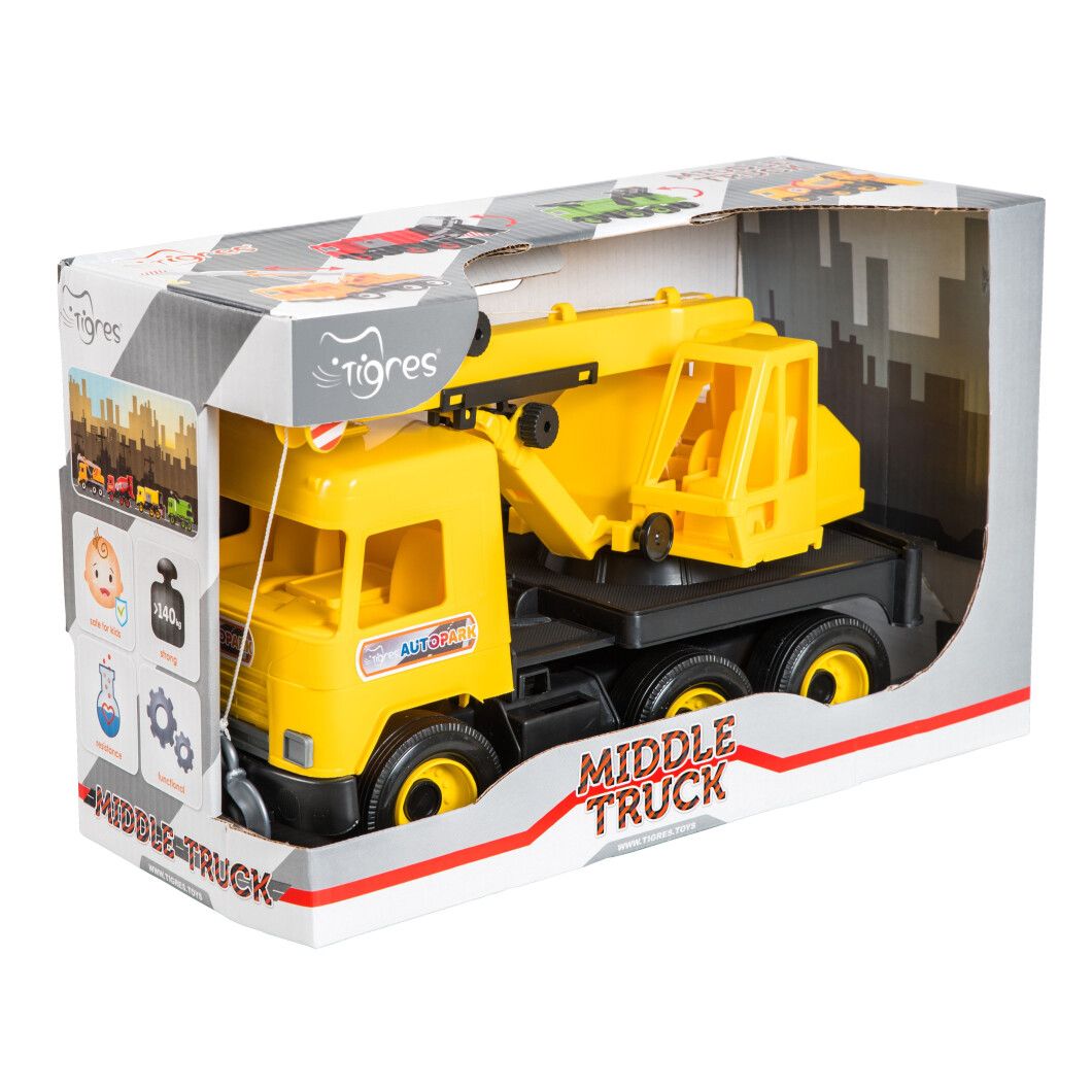 Машинка Tigres Middle Truck Автокран жовта (39491) - фото 2
