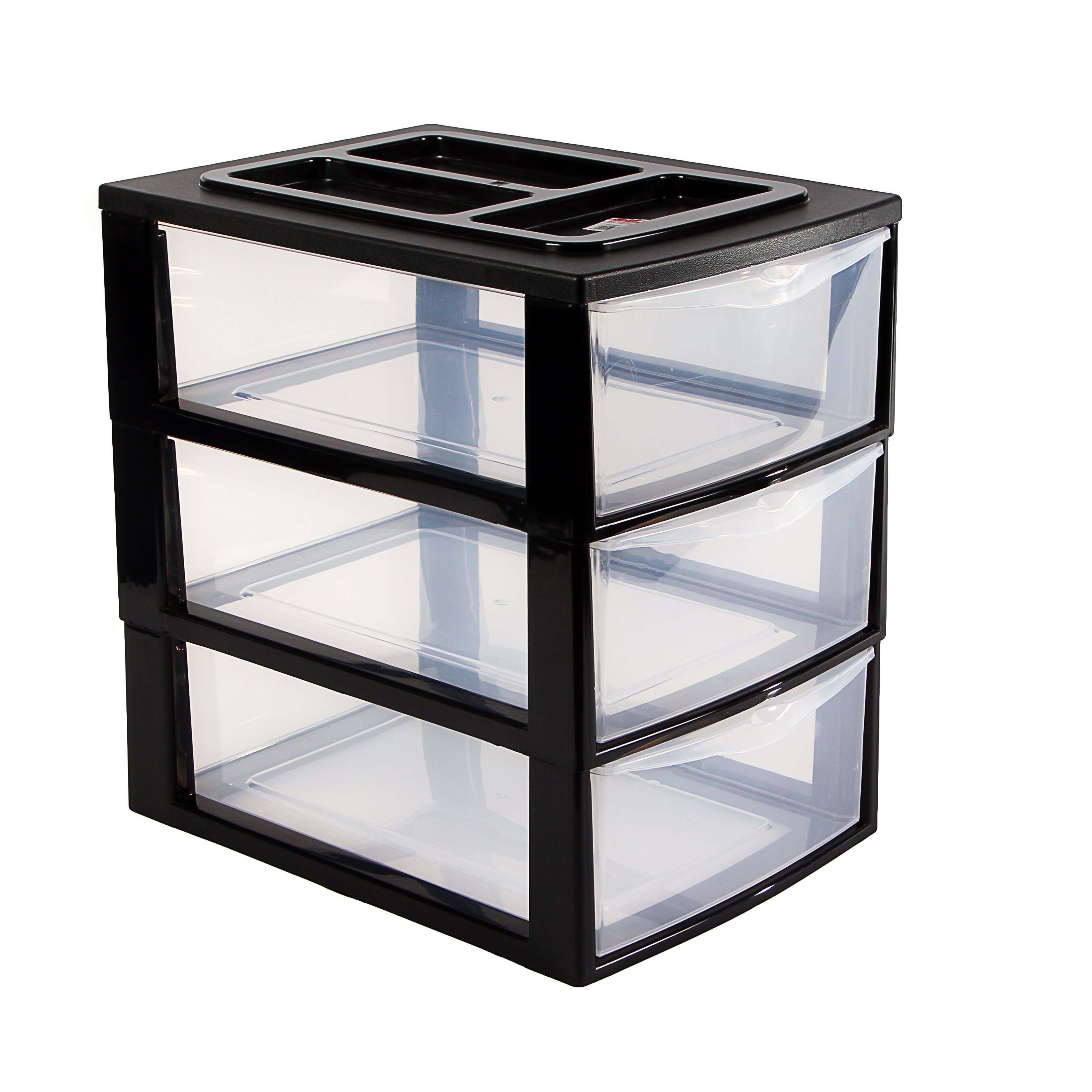 Комод-органайзер пластиковий з 3 висувними лотками Heidrun Professional, 38х27х38 см, чорний (1518) - фото 1