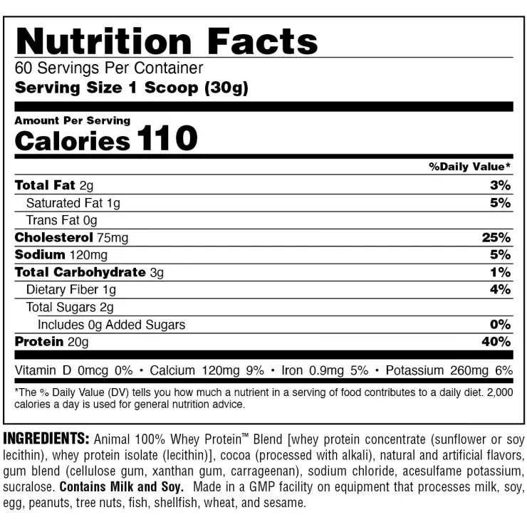 Протеїн Universal Nutrition Animal 100% Whey Ваніль 1.8 кг - фото 2