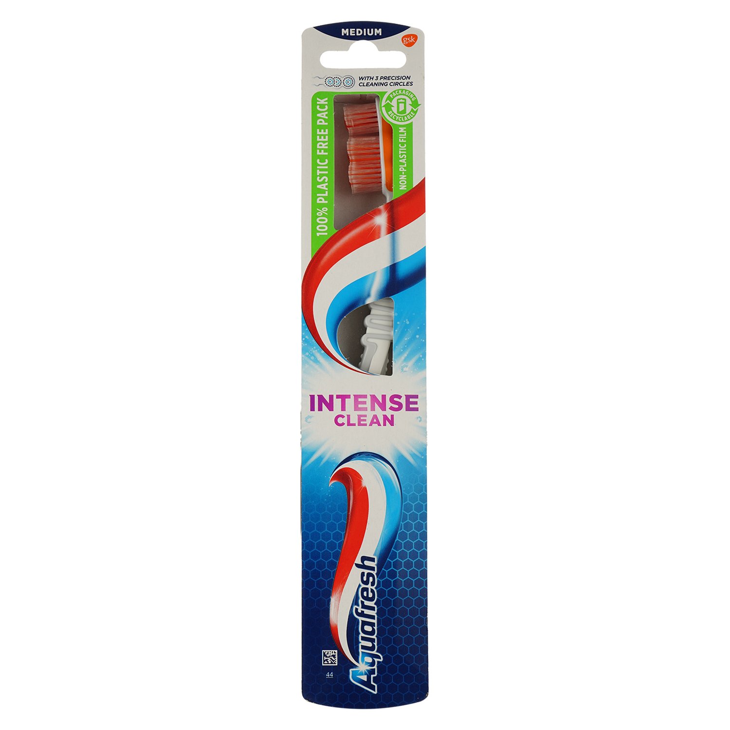 Зубна щітка Aquafresh Intense Clean medium біла з помаранчевим 2 шт. - фото 1