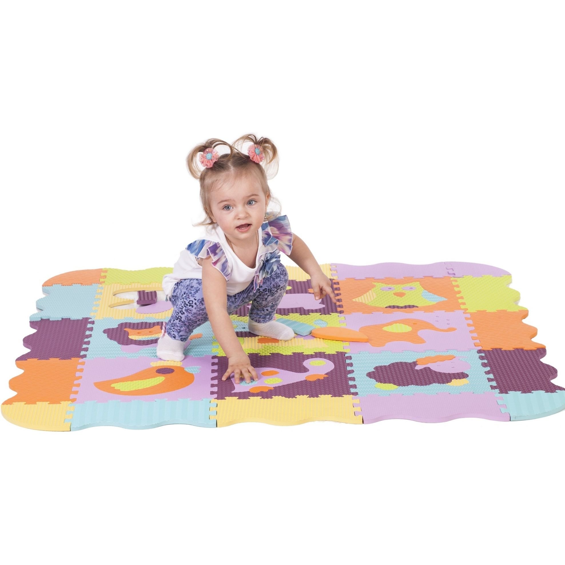 Дитячий ігровий килимок-пазл Baby Great Веселий зоопарк, з бортиком, 122х122 см (GB-M129А2E) - фото 4