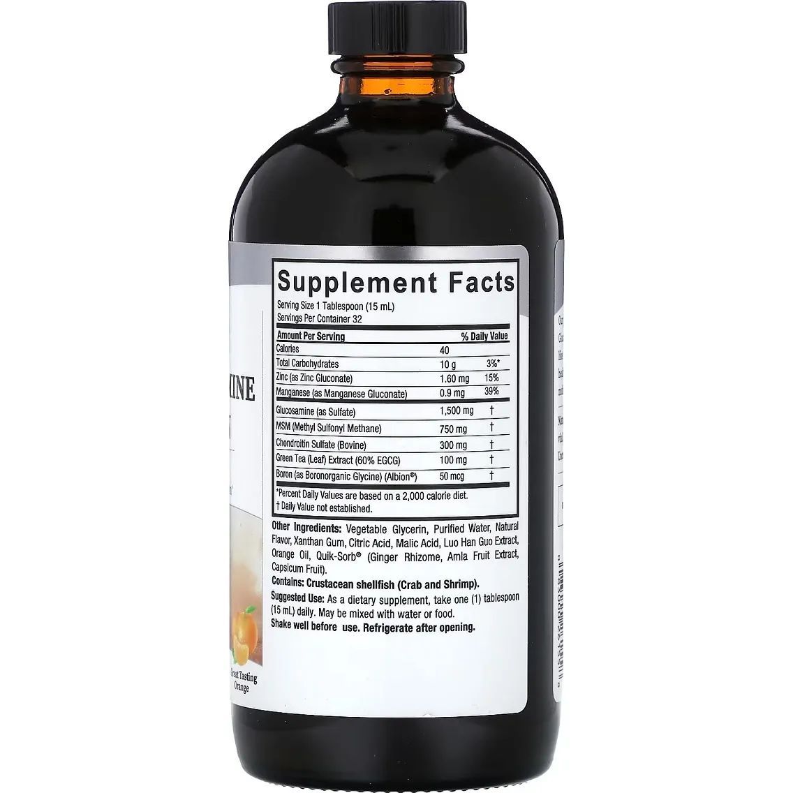 Глюкозамин-хондроитин Nature's Answer Liquid Glucosamine Chondroitin апельсиновый вкус 480 мл - фото 2