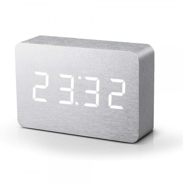 Смарт-будильник с термометром Gingko Brick, белый алюминий (GK15W6) - фото 1