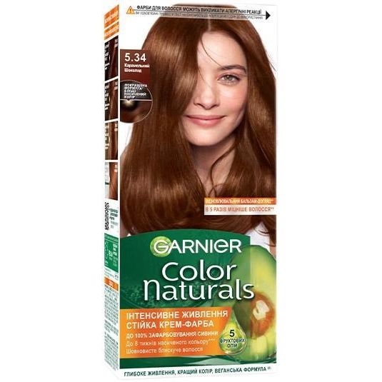 Стійка фарба Garnier Color Naturals Інтенсивне живлення для волосся №5.34 Карамельний шоколад - фото 1