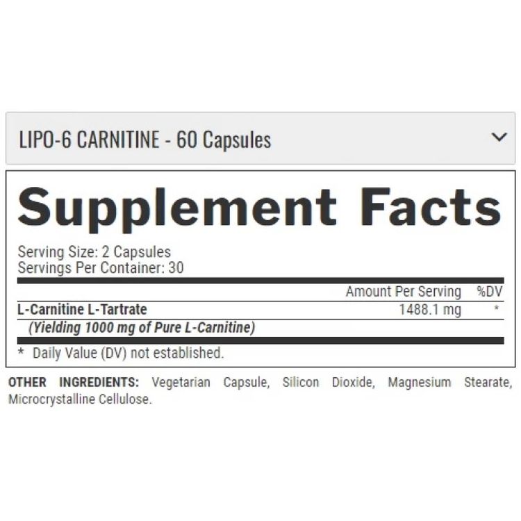 Л-карнітин Nutrex Research Lipo 6 Carnitine 60 капсул - фото 3