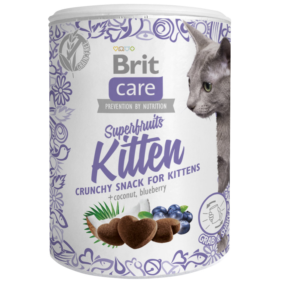 Лакомство для котят Brit Care Cat Snack Superfruits Kitten с курицей, кокосом и черникой 100 г - фото 1