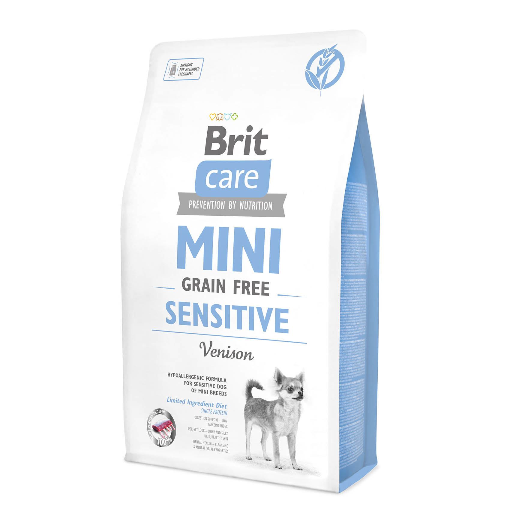Беззерновий сухий корм для собак мініатюрних порід з чутливим травленням Brit Care GF Mini Sensitive, з олениною, 2 кг - фото 1