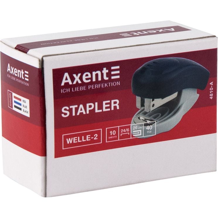 Степлер канцелярский Axent Welle-2 №24/6, 10 листов черный (4810-01-A) - фото 4