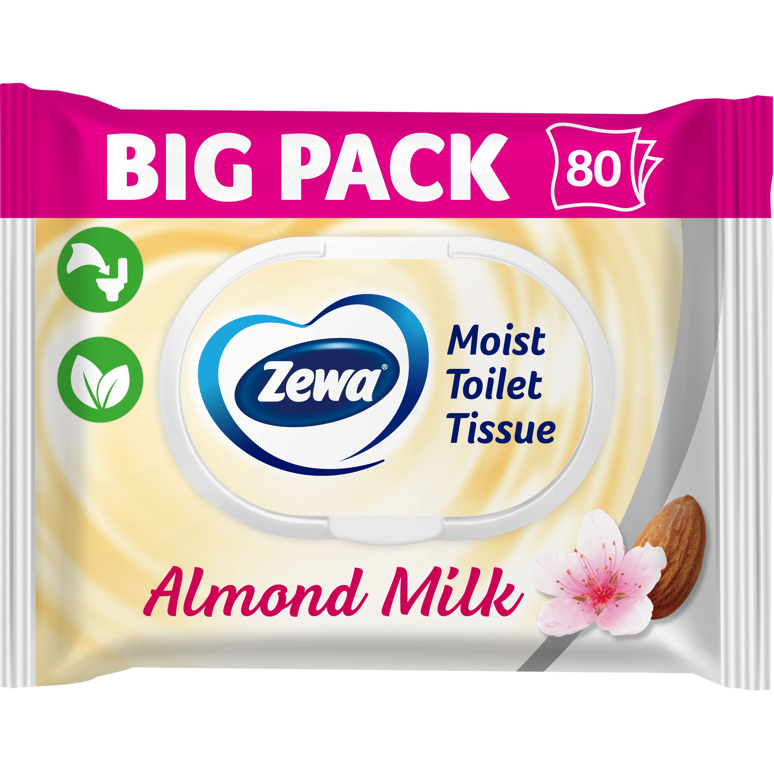 Влажная туалетная бумага Zewa с ароматом миндального молочка 80 шт. - фото 1