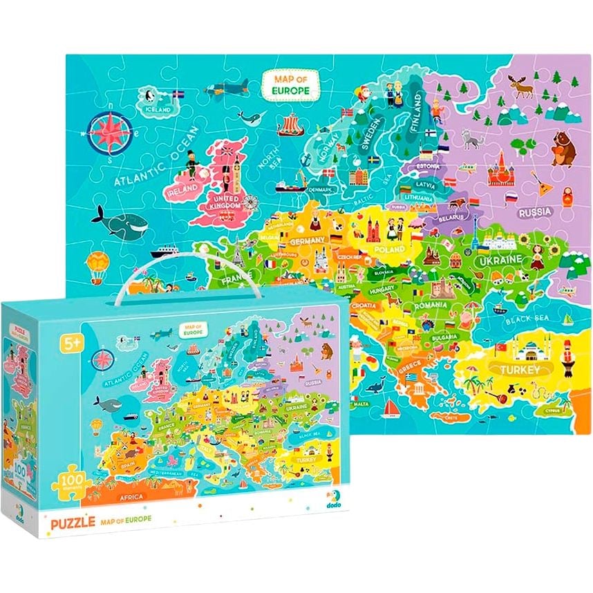 Пазл DoDo Карта Европы, английский язык, 100 элементов (300124) - фото 3