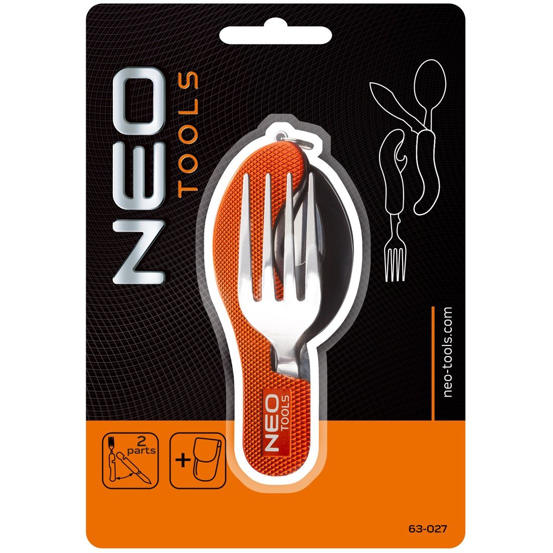 Нож складной Neo Tools туристический с вилкой и ложкой (63-027) - фото 2