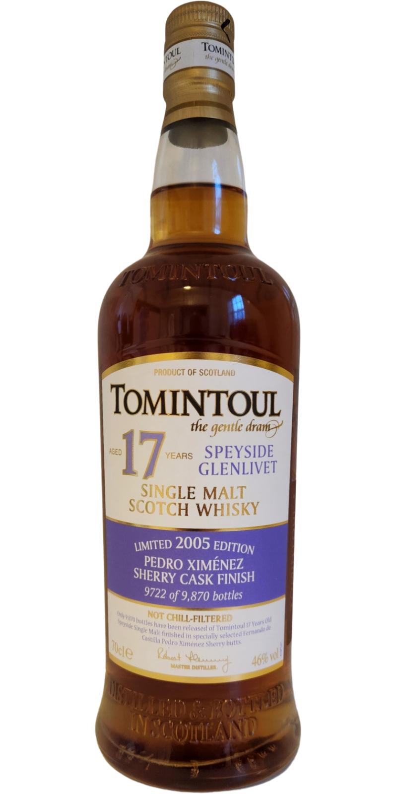 Виски Tomintoul Pedro Ximenez Sherry Cask Finish 17 yo Single Malt Scotch Whisky 2005 46% 0.7 л в коробке - фото 2