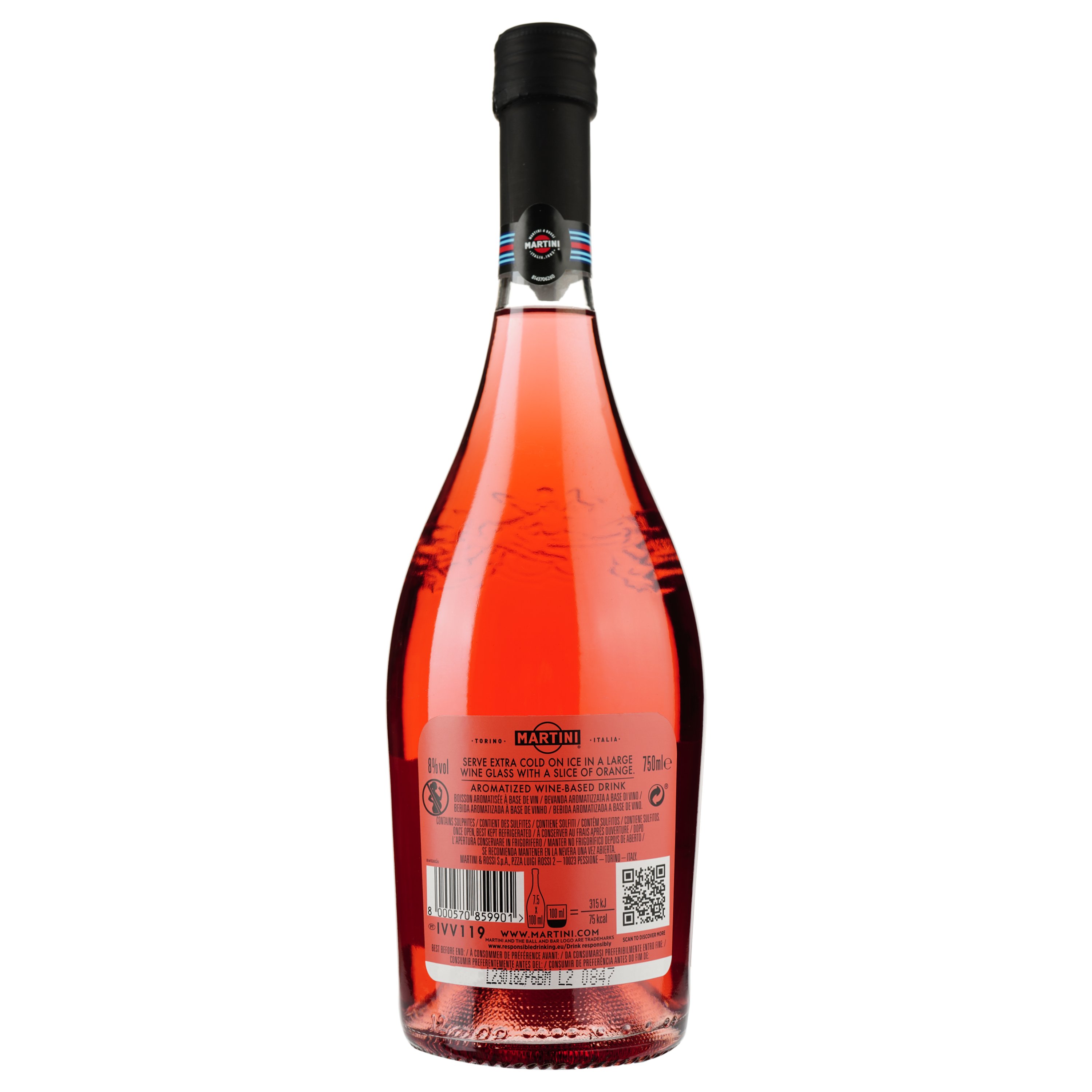 Напиток Martini Spritz Rosato, розовый, полусладкий, 8%, 0,75 л - фото 2