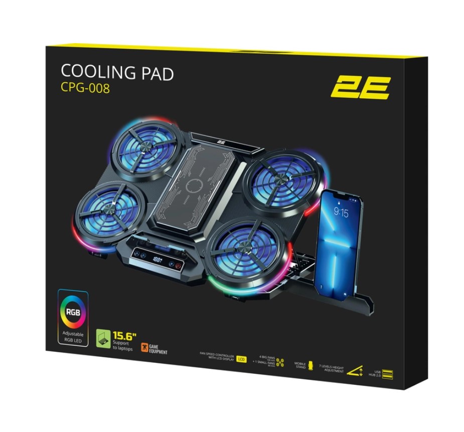 Охлаждающая подставка для ноутбука 15.6 дюймов 2E Gaming CPG008 5xFan RGB LED - фото 7