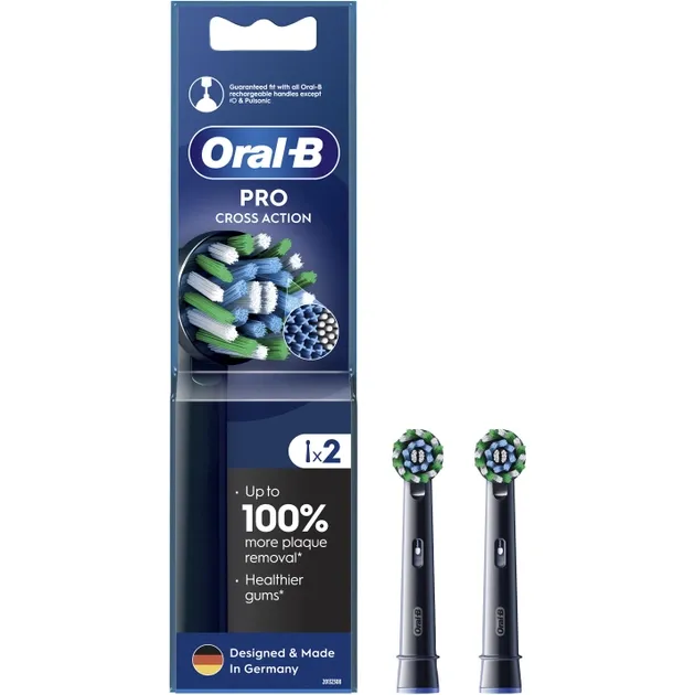 Насадки для зубной щетки Oral-B Pro Cross Action Черные 2 шт. - фото 1